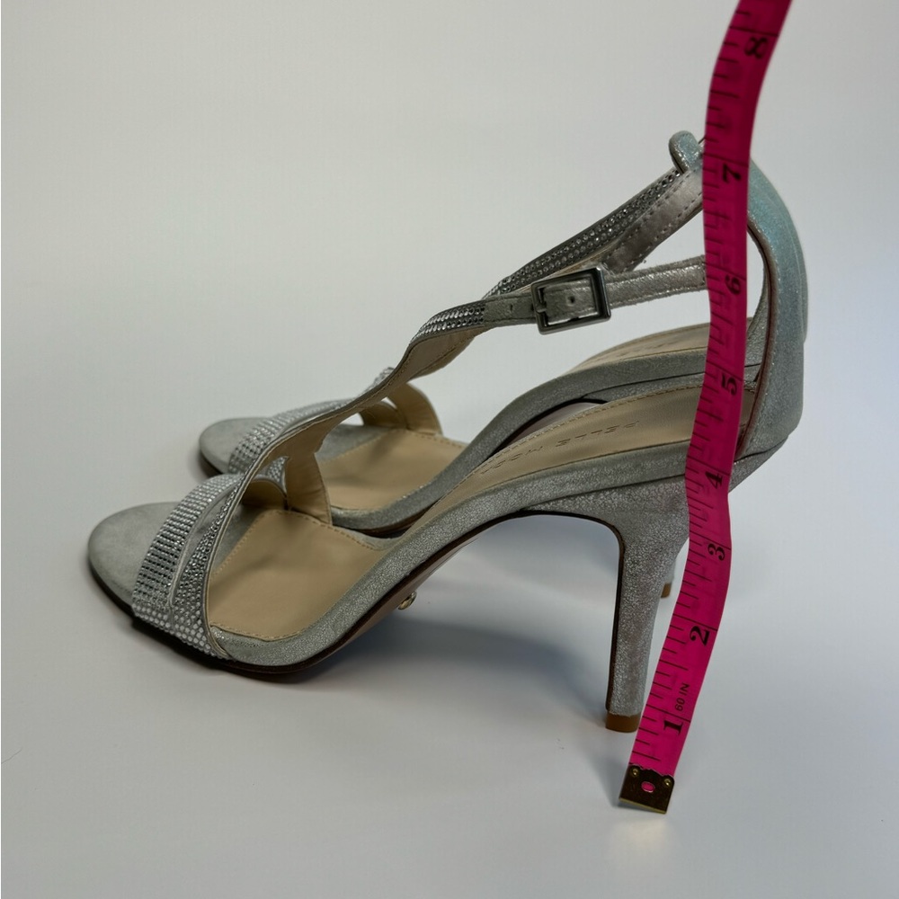 Sliver Rhinestone T-Strap Style Heels - Picture 4 of 8